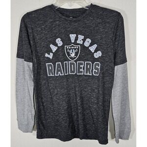 Las Vegas Raiders Youth Black Grey Long Sleeve NFL Team‎ Apparel TShirt Sz L 12